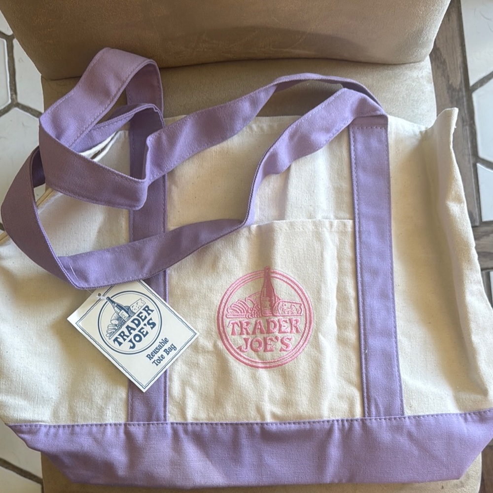 Lavender and Cream Canvas Tote Bag
